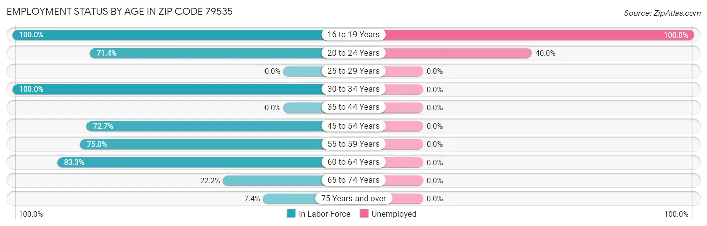 Employment Status by Age in Zip Code 79535