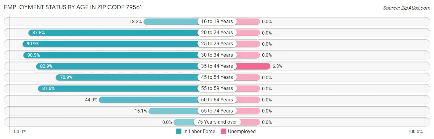 Employment Status by Age in Zip Code 79561