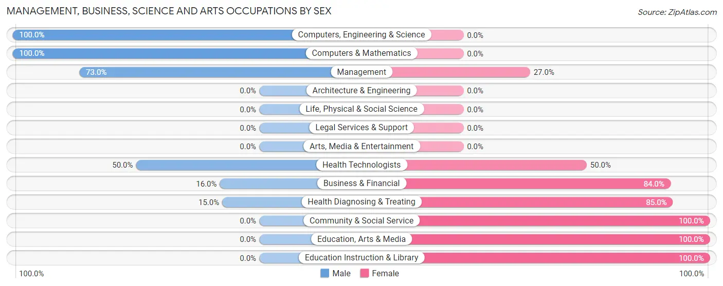 Management, Business, Science and Arts Occupations by Sex in Zip Code 79563