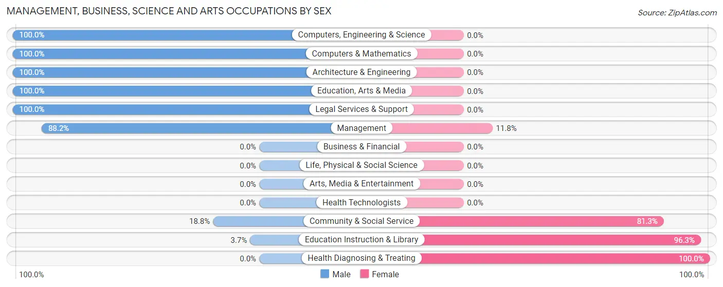 Management, Business, Science and Arts Occupations by Sex in Zip Code 79713