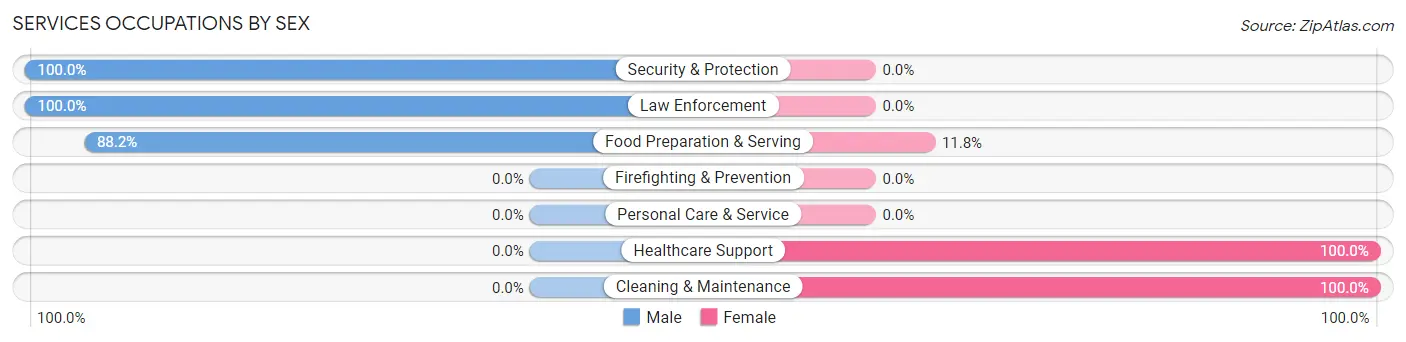 Services Occupations by Sex in Zip Code 79734