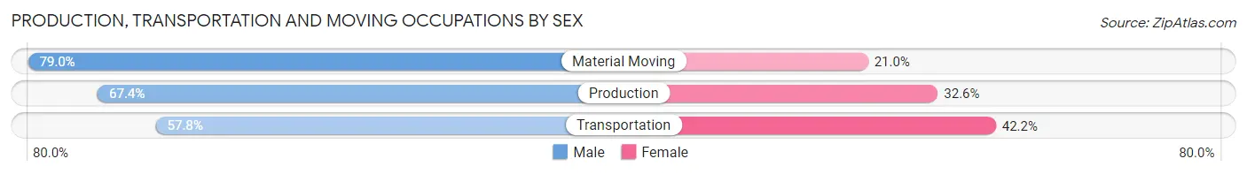 Production, Transportation and Moving Occupations by Sex in Zip Code 79735