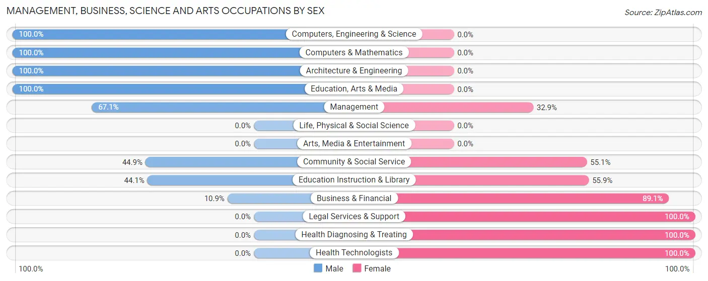 Management, Business, Science and Arts Occupations by Sex in Zip Code 79745