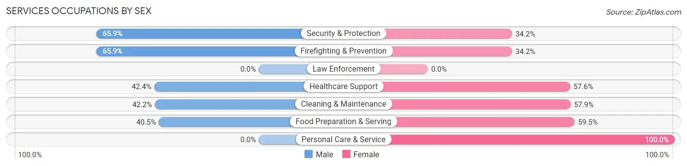 Services Occupations by Sex in Zip Code 79849