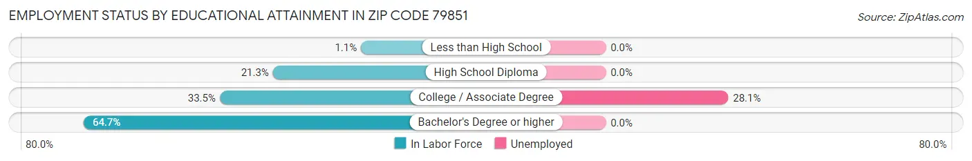 Employment Status by Educational Attainment in Zip Code 79851