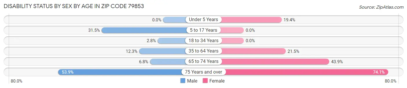 Disability Status by Sex by Age in Zip Code 79853