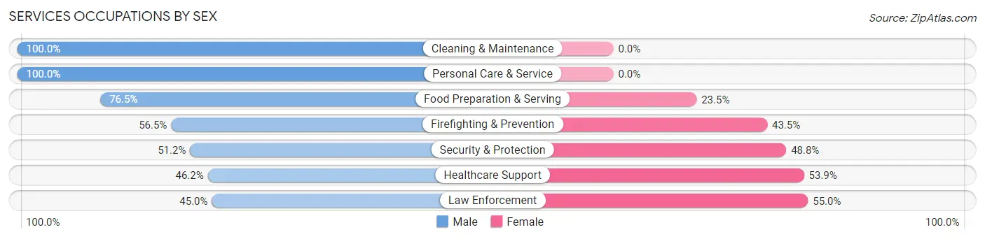 Services Occupations by Sex in Zip Code 79853