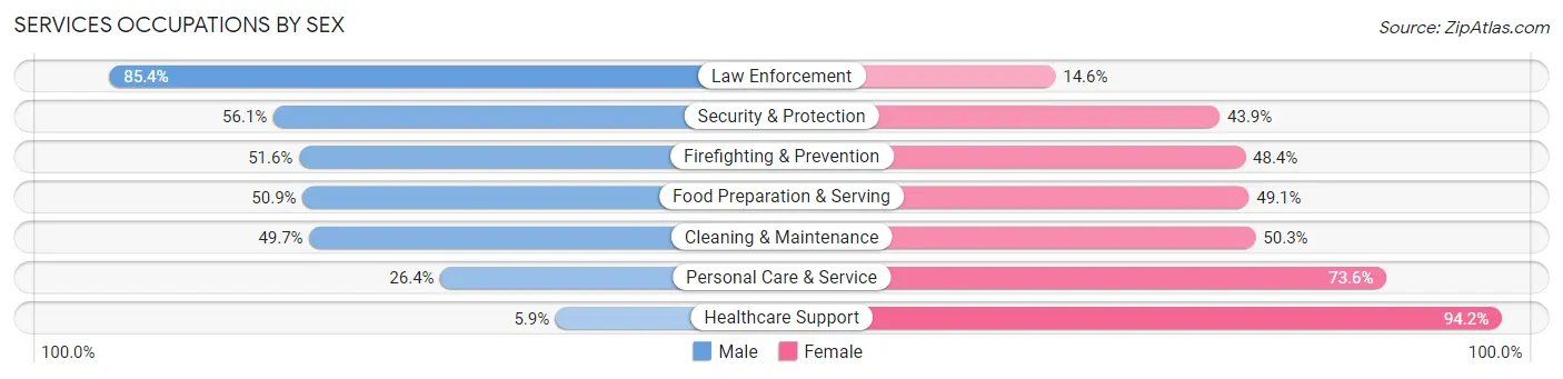 Services Occupations by Sex in Zip Code 80011