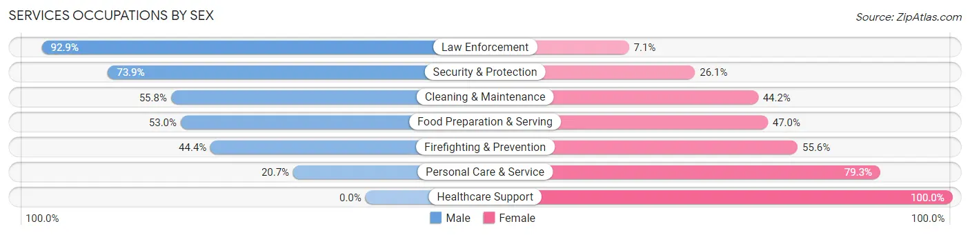 Services Occupations by Sex in Zip Code 80030