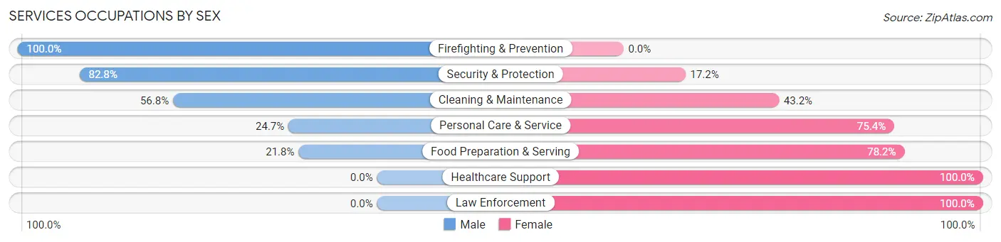 Services Occupations by Sex in Zip Code 80033