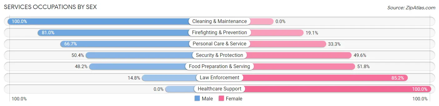 Services Occupations by Sex in Zip Code 80135