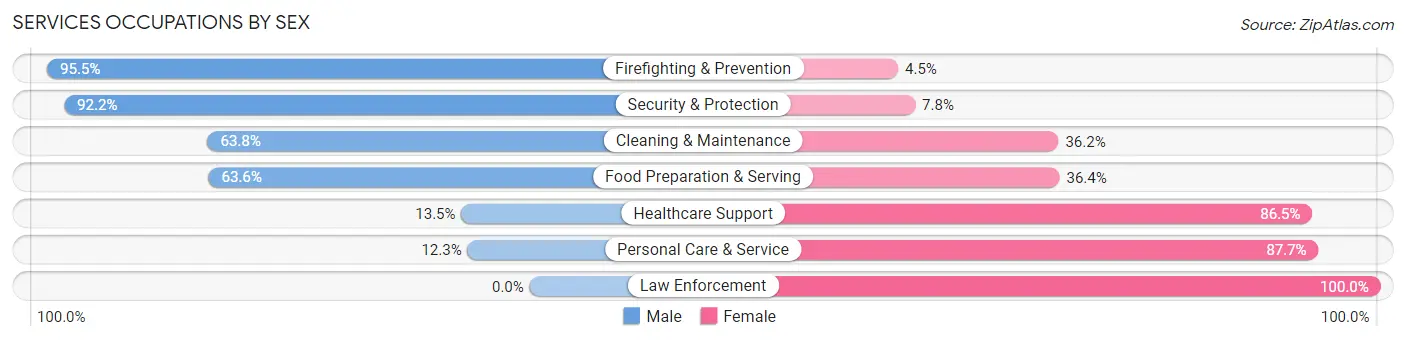 Services Occupations by Sex in Zip Code 80207
