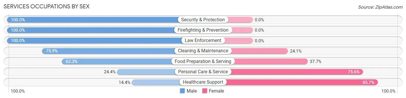 Services Occupations by Sex in Zip Code 80224