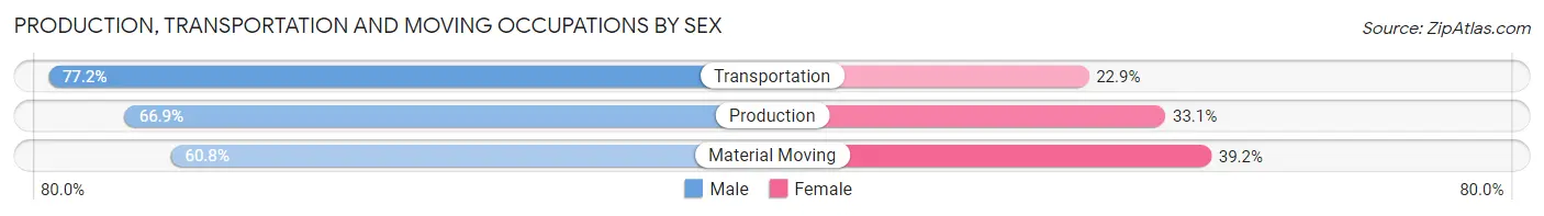 Production, Transportation and Moving Occupations by Sex in Zip Code 80249