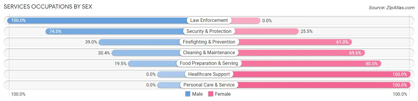 Services Occupations by Sex in Zip Code 80440