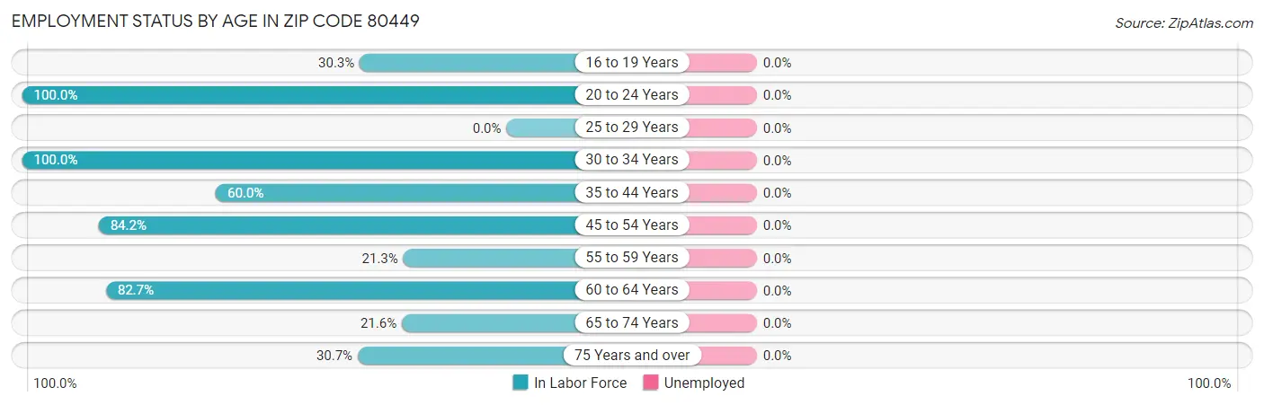 Employment Status by Age in Zip Code 80449