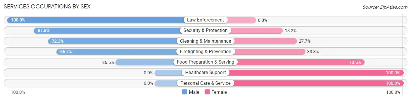 Services Occupations by Sex in Zip Code 80467