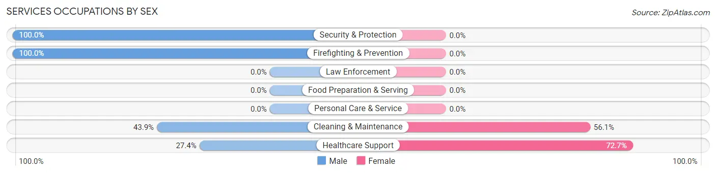 Services Occupations by Sex in Zip Code 80470