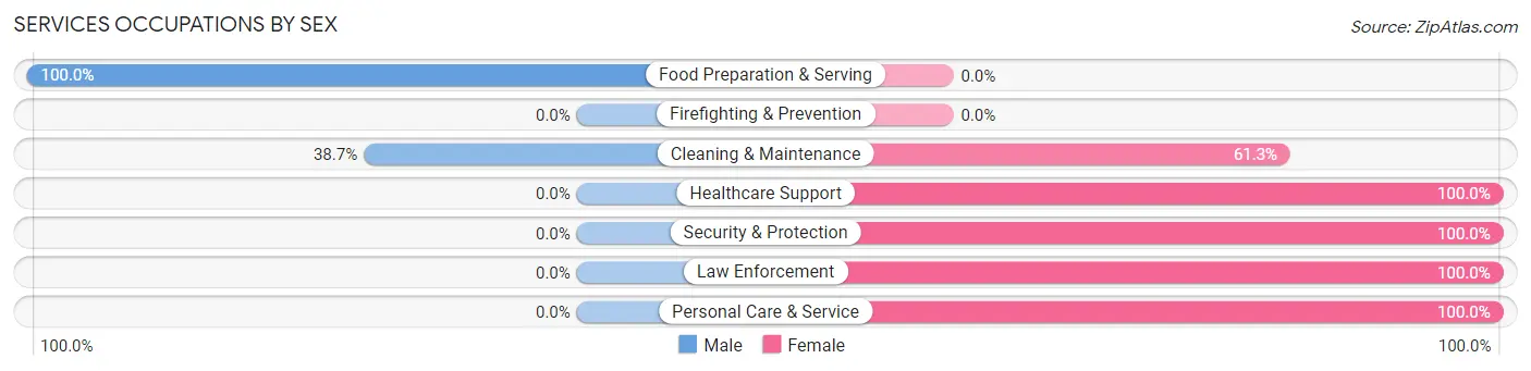 Services Occupations by Sex in Zip Code 80520
