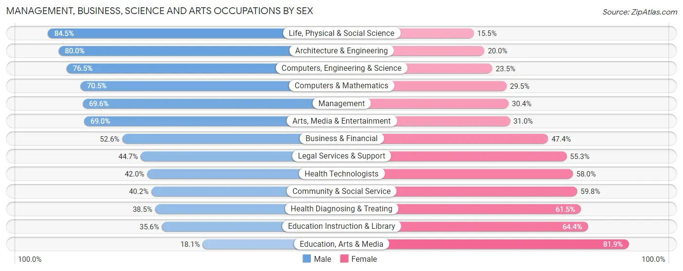Management, Business, Science and Arts Occupations by Sex in Zip Code 80528