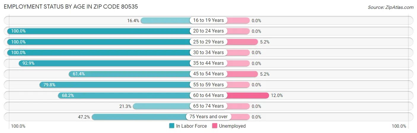 Employment Status by Age in Zip Code 80535
