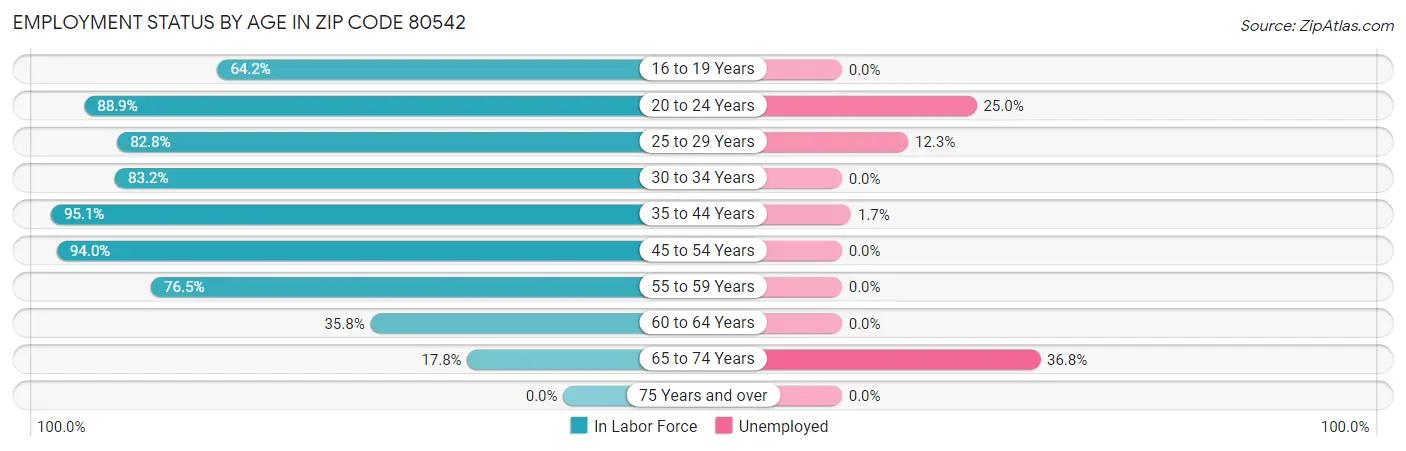 Employment Status by Age in Zip Code 80542