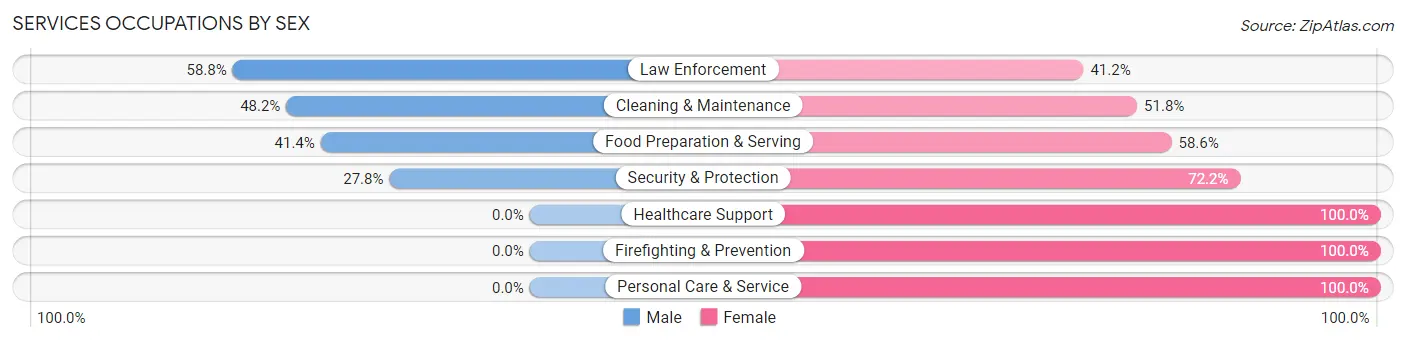 Services Occupations by Sex in Zip Code 80645