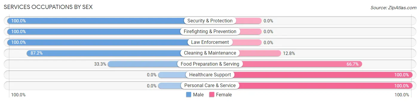 Services Occupations by Sex in Zip Code 80648
