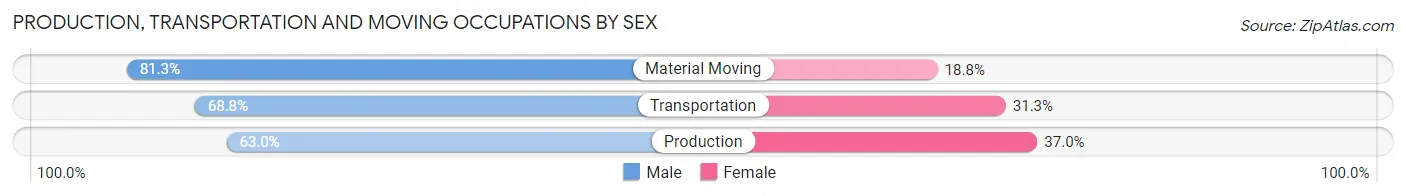 Production, Transportation and Moving Occupations by Sex in Zip Code 80653