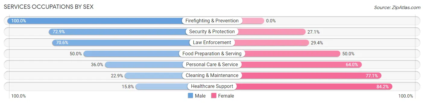 Services Occupations by Sex in Zip Code 80720