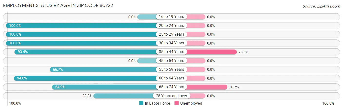 Employment Status by Age in Zip Code 80722
