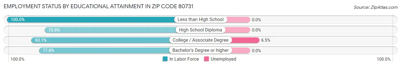 Employment Status by Educational Attainment in Zip Code 80731
