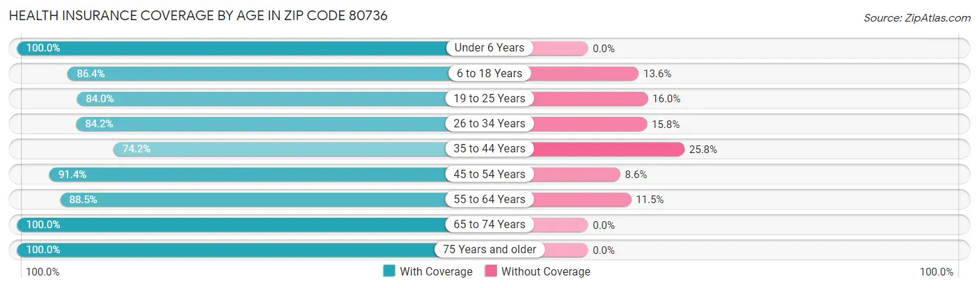 Health Insurance Coverage by Age in Zip Code 80736