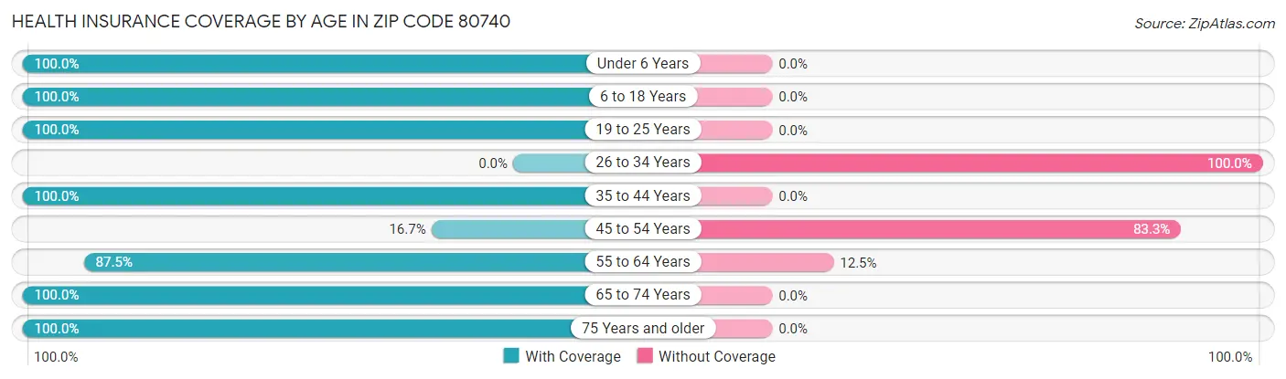 Health Insurance Coverage by Age in Zip Code 80740