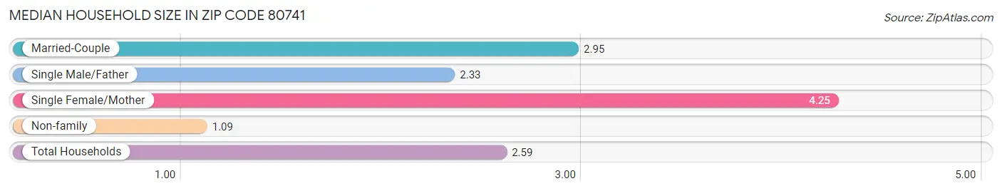 Median Household Size in Zip Code 80741