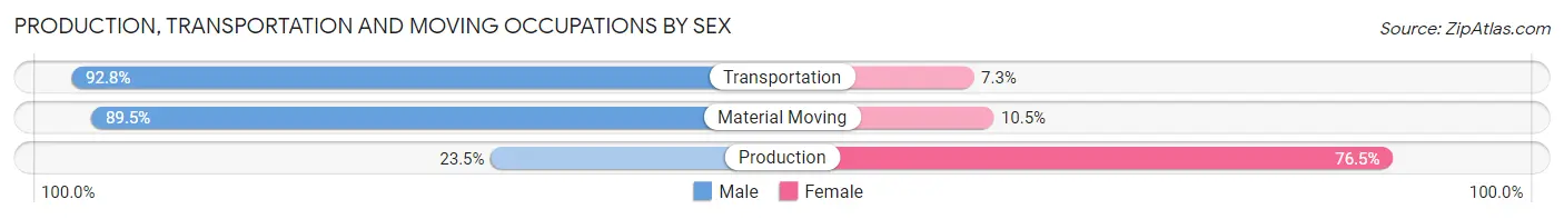 Production, Transportation and Moving Occupations by Sex in Zip Code 80743