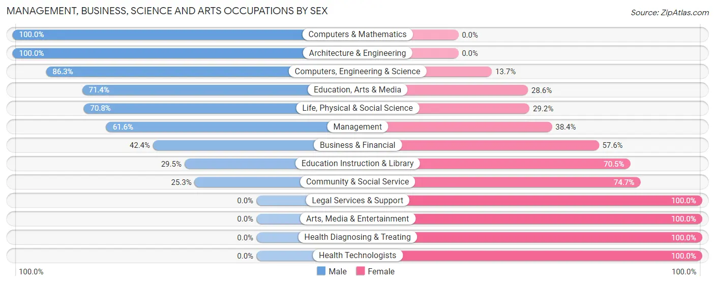 Management, Business, Science and Arts Occupations by Sex in Zip Code 80807