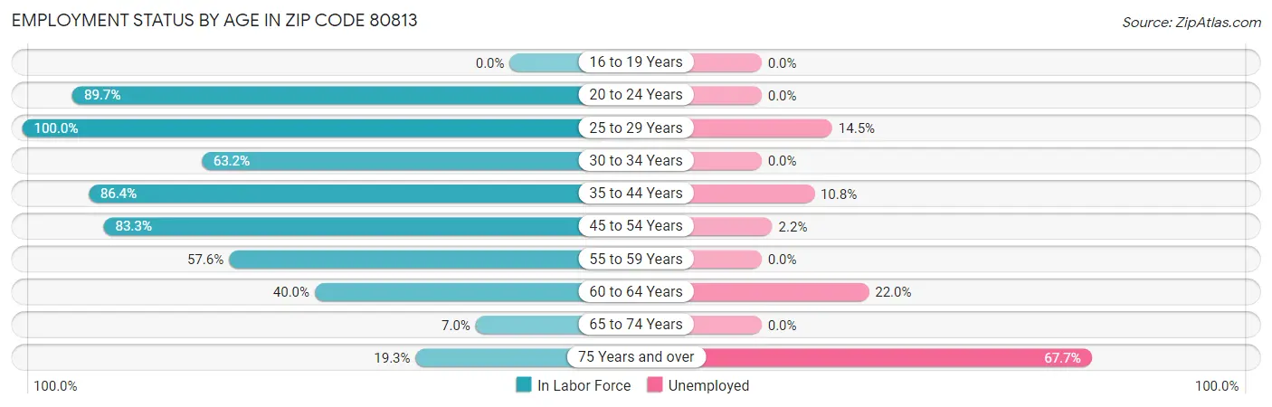Employment Status by Age in Zip Code 80813