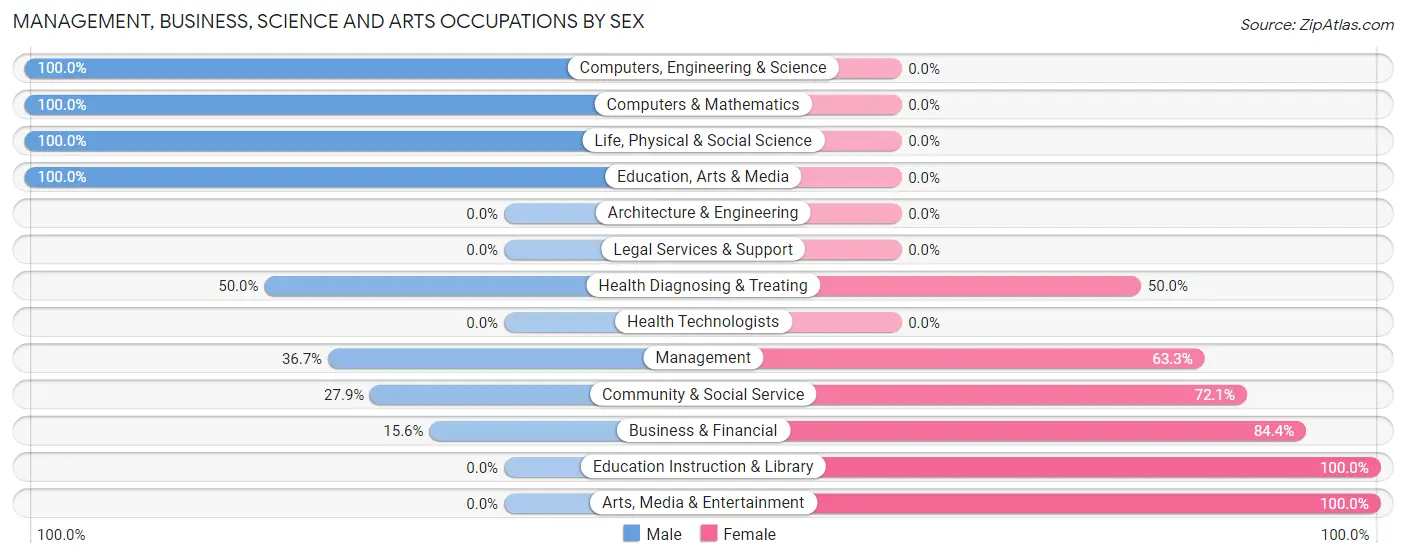 Management, Business, Science and Arts Occupations by Sex in Zip Code 80813