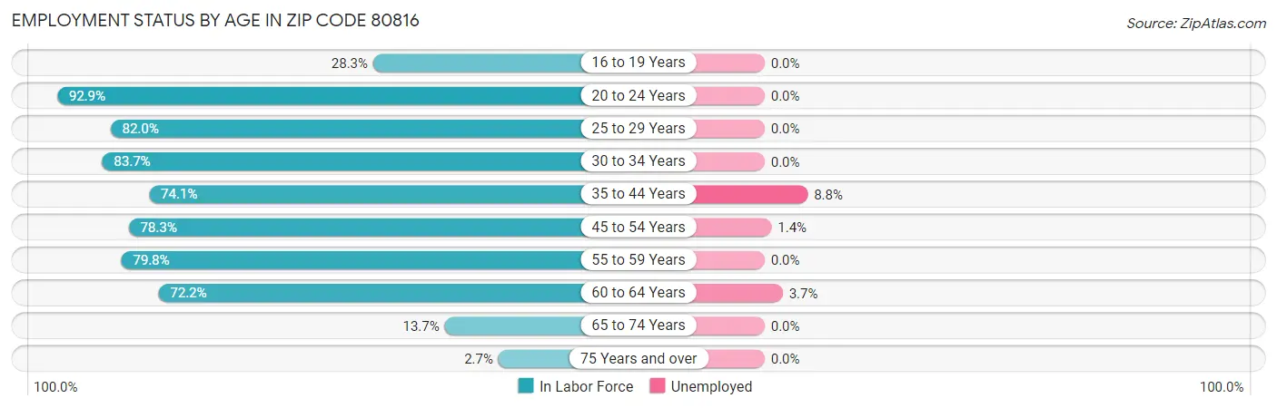 Employment Status by Age in Zip Code 80816