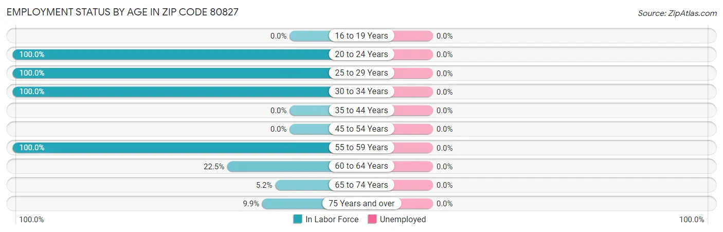 Employment Status by Age in Zip Code 80827