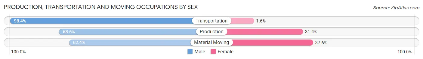 Production, Transportation and Moving Occupations by Sex in Zip Code 80863