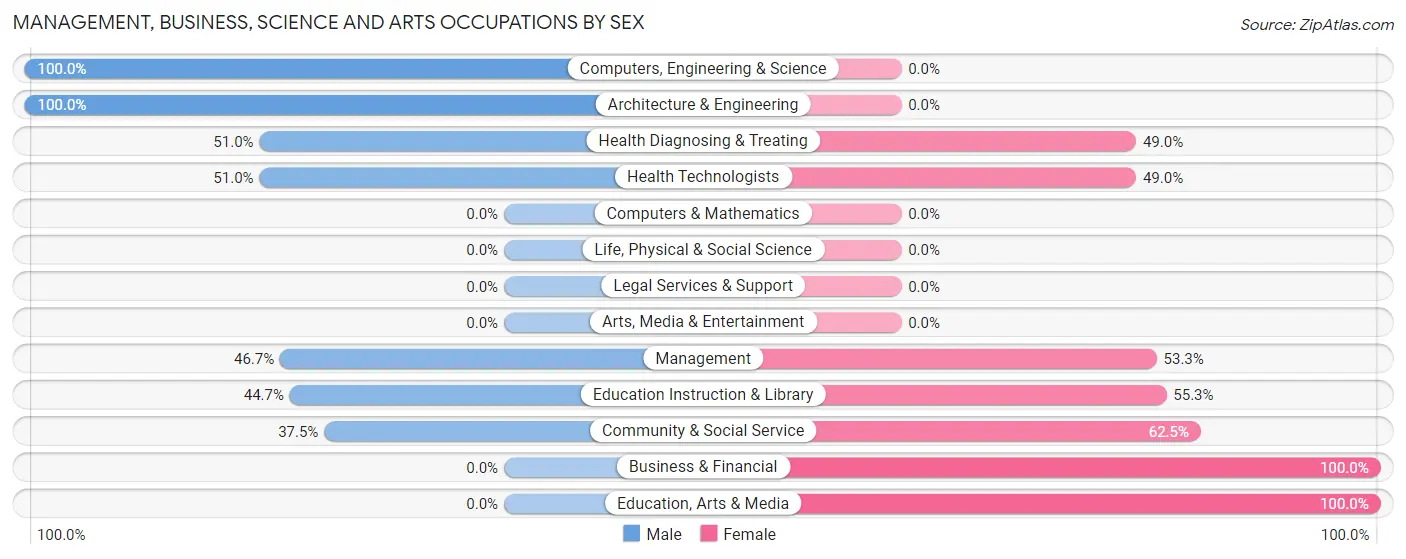 Management, Business, Science and Arts Occupations by Sex in Zip Code 80926