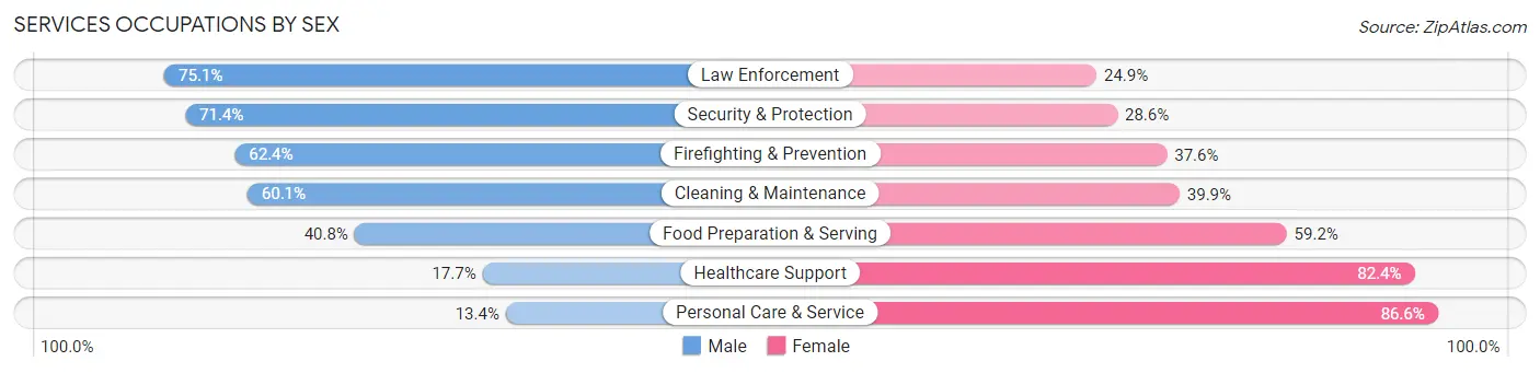 Services Occupations by Sex in Zip Code 81007