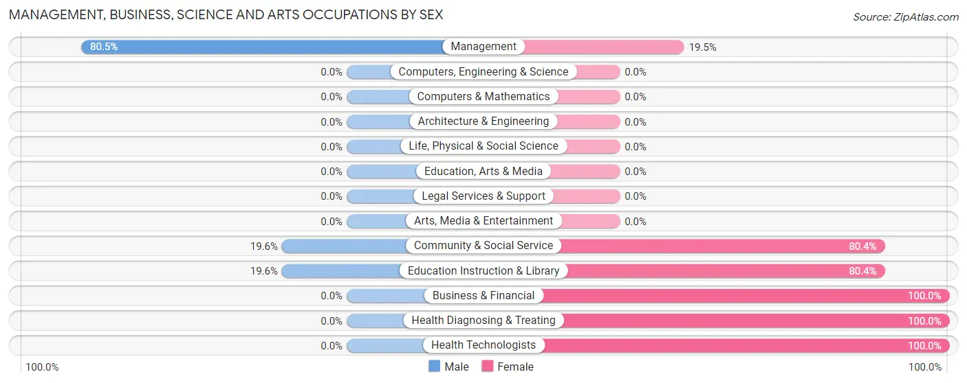 Management, Business, Science and Arts Occupations by Sex in Zip Code 81022