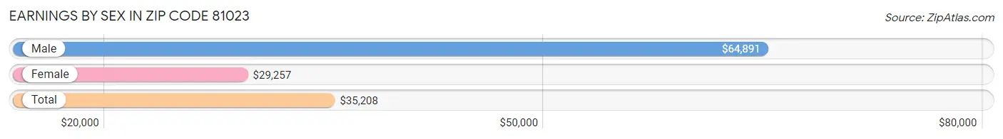 Earnings by Sex in Zip Code 81023