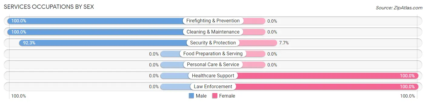 Services Occupations by Sex in Zip Code 81033