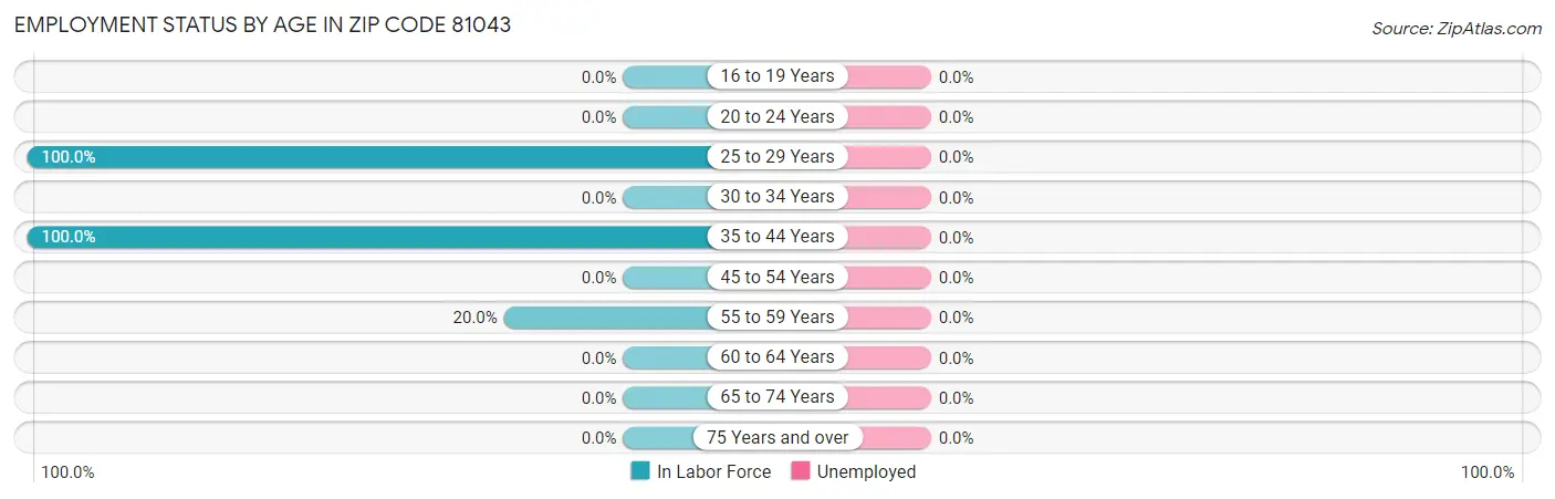 Employment Status by Age in Zip Code 81043