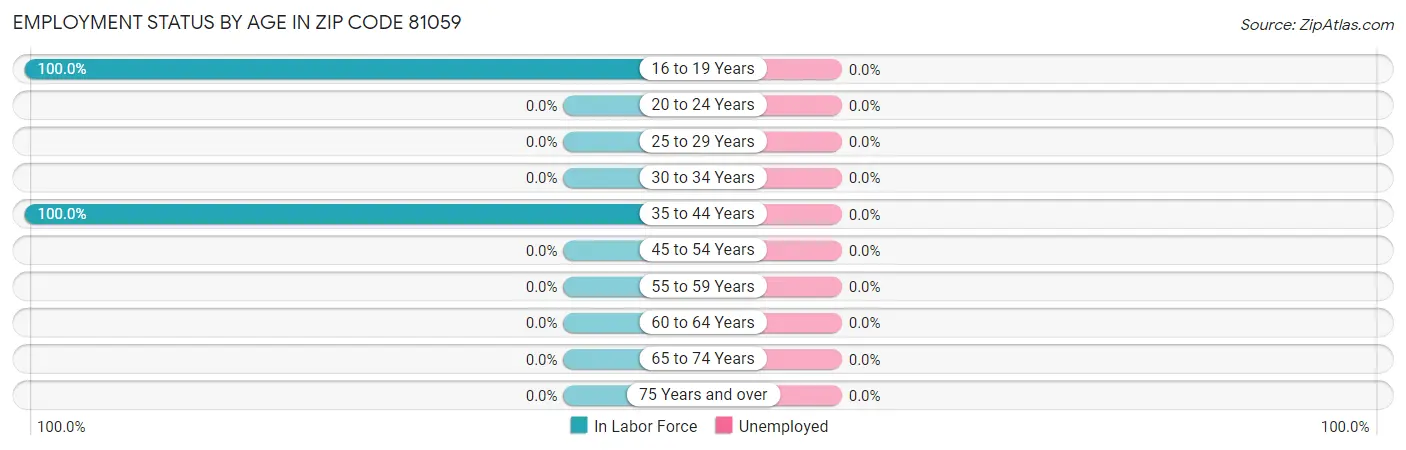 Employment Status by Age in Zip Code 81059