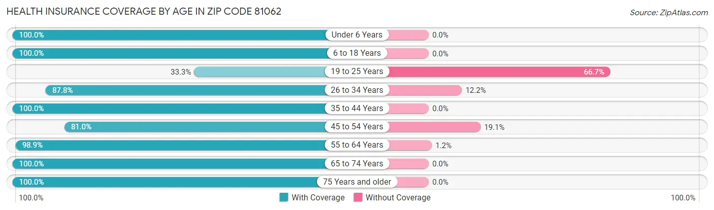 Health Insurance Coverage by Age in Zip Code 81062